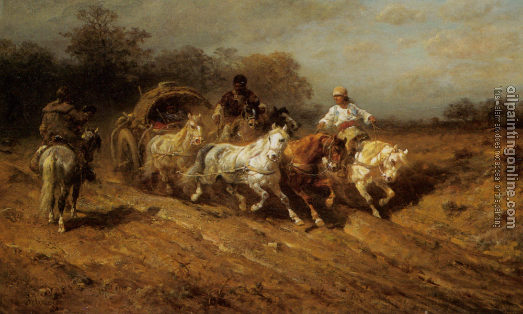 Adolf Schreyer - A Wallachian Caravan on the Open Road